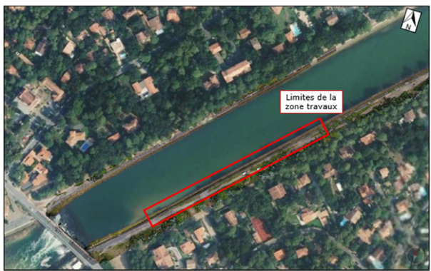 zone de travaux sur le canal